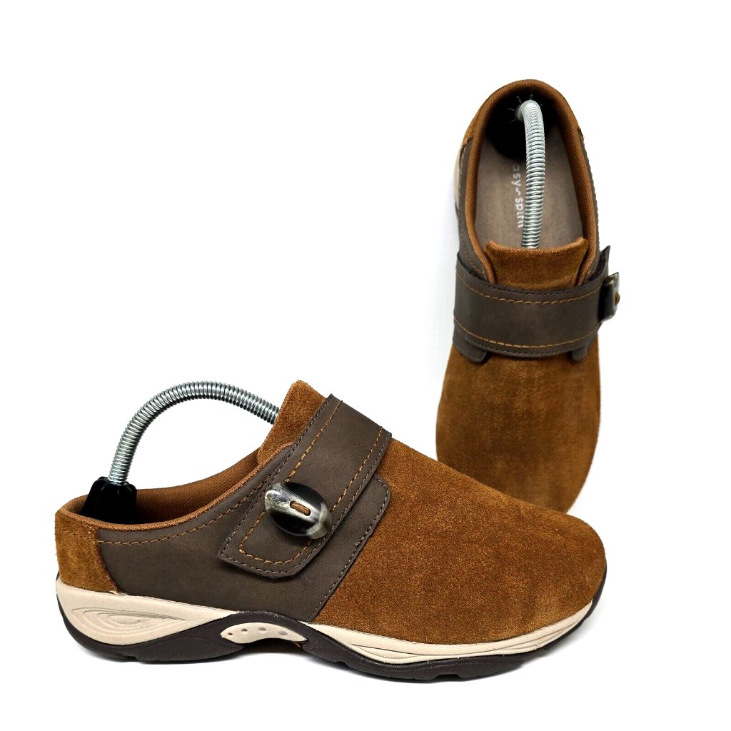 Easy Spirit Seequip Mules Brown Hook N Loop Women's Size 9.5ww